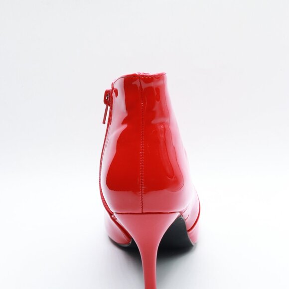 Allegra K Women's V Shape Pointed Toe Red Stiletto Heel Ankle Boots - 5.5 M US - Picture 4 of 4